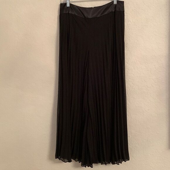 J.R.Nites Petites Plisse Black Wide Leg Pants Size 12P - Picture 1 of 8